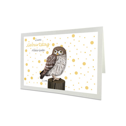Geburtstagskarte Eule Vogel Illustration Glückwunschkarte Alles Gute zum Geburtstag mit Umschlag