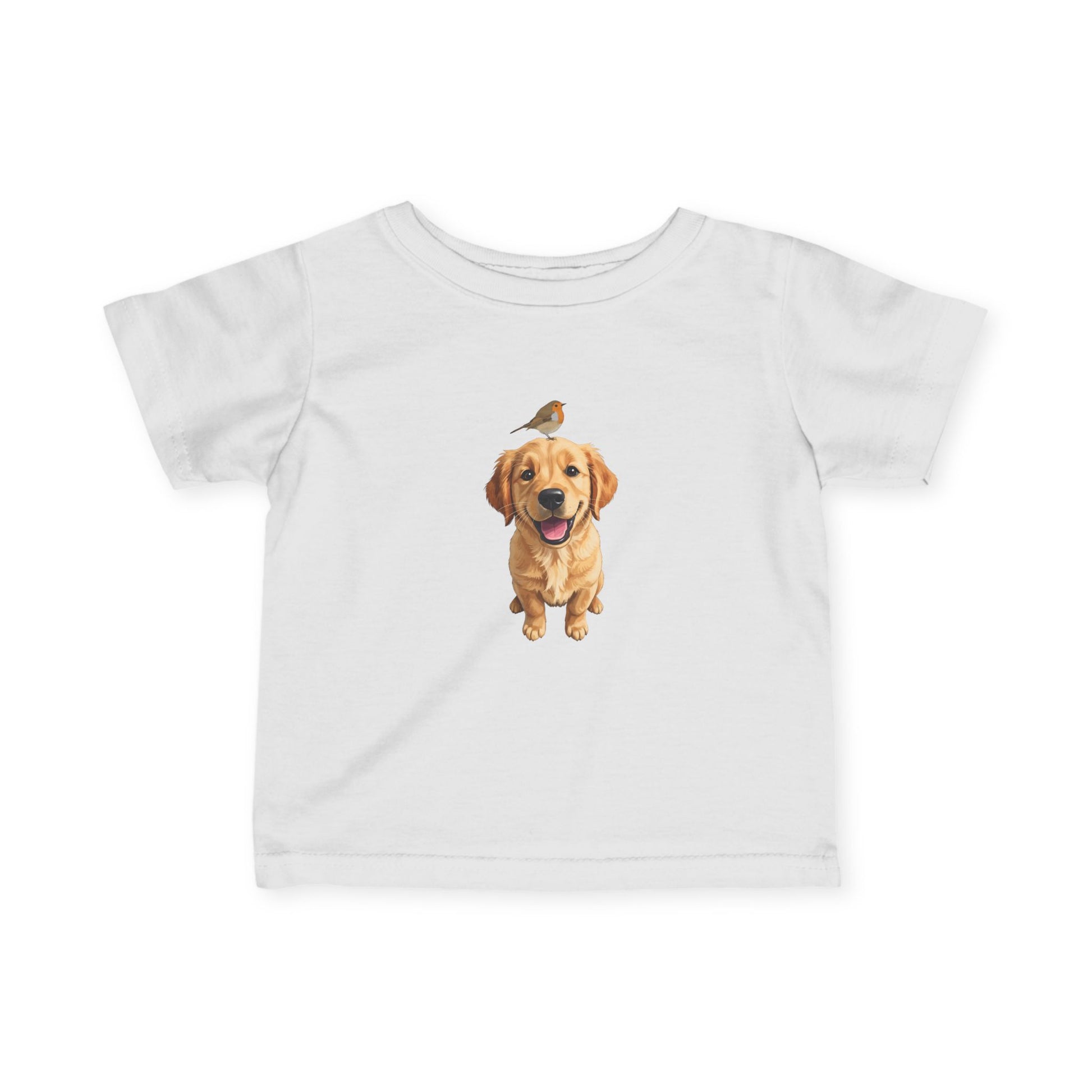 Golden Retriever Baby & Toddler T-Shirt with European Robin Bird