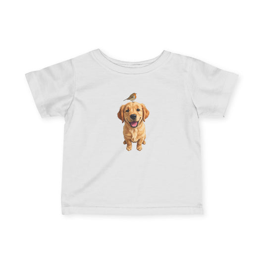 Golden Retriever mit Rotkehlchen Baby T-Shirt