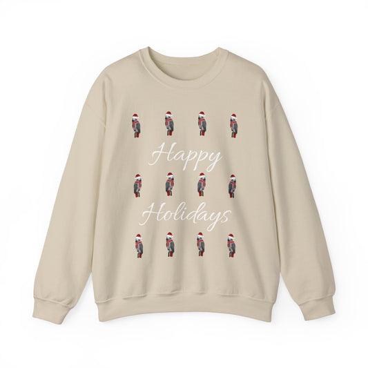 Grey Parrot as Santa with Hat and Scarf Happy Holidays Birdwatcher Christmas Bird Sweatshirt