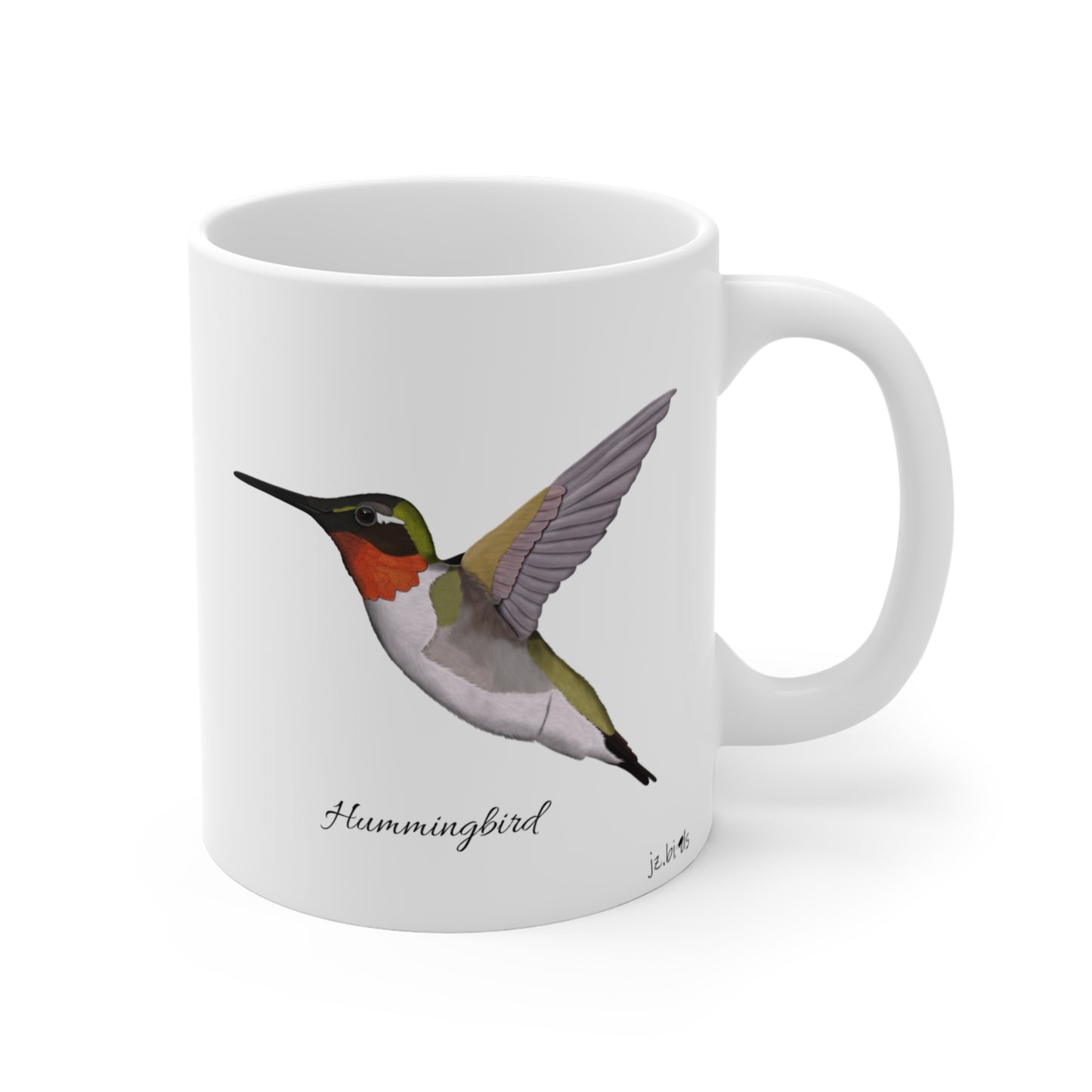 Hummingbird Bird Ceramic Mug Birdwatcher White