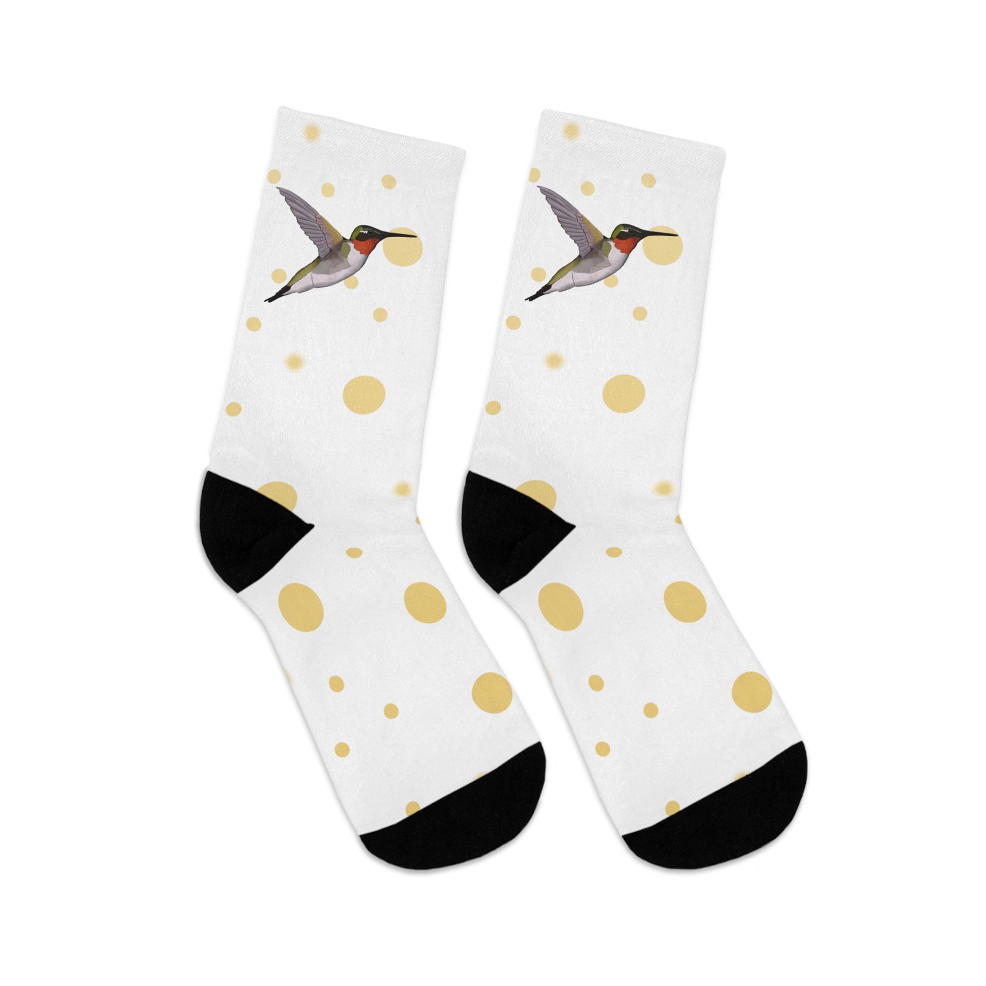 Hummingbird with Golden Dots Birding & Birdwatching Bird Socks White
