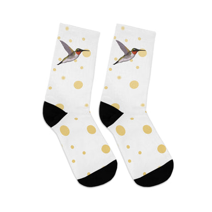 Hummingbird with Golden Dots Birding & Birdwatching Bird Socks White