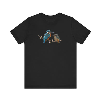 Kingfisher & Fledgling T-Shirt | Spring Blossoms Unisex Graphic Tee