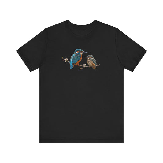 Kingfisher & Fledgling T-Shirt | Spring Blossoms Unisex Graphic Tee