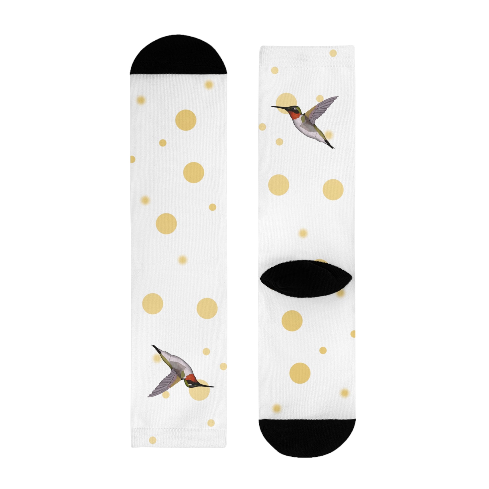 Kolibri Vogel Socken mit Goldenen Punkten für Vogelfreunde & Vogelbeobachter Weiß