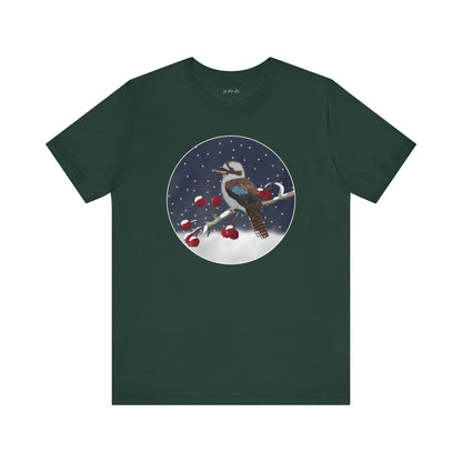 Kookaburra on a Winter Branch Birdwatcher Christmas Bird T-Shirt