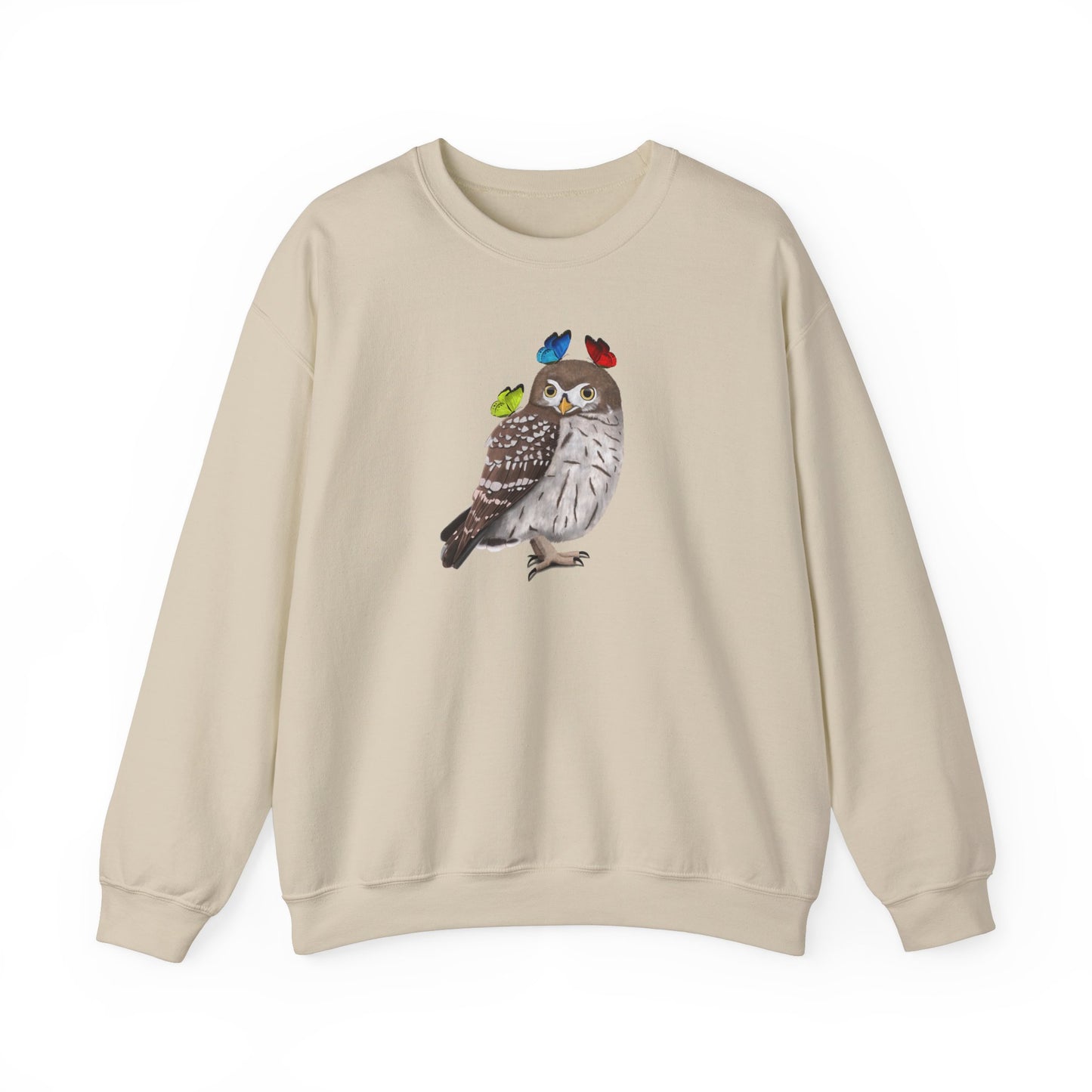 Little Owl with Butterflies Bird Birding & Birdwatching Sweatshirt