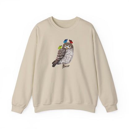 Little Owl with Butterflies Bird Birding & Birdwatching Sweatshirt