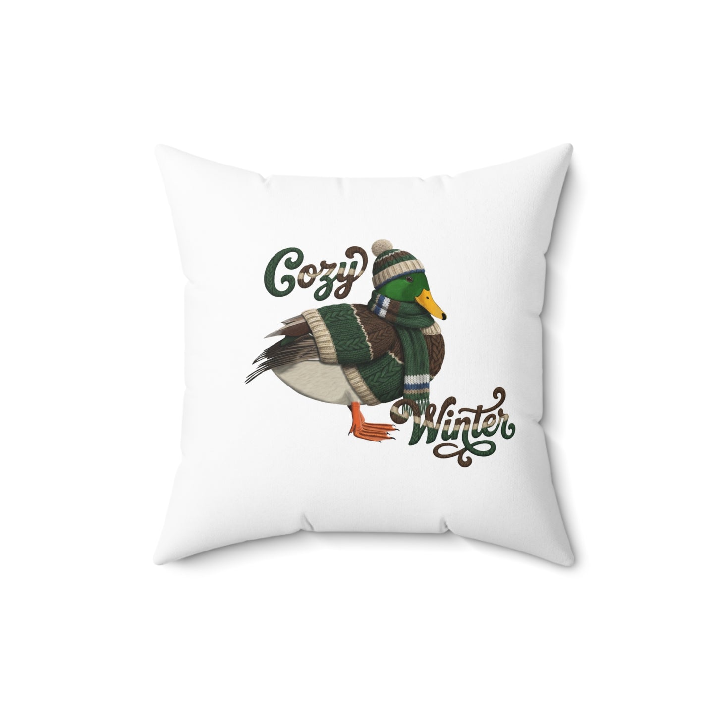 Mallard Cozy Winter Christmas Bird Pillow – Double-Sided Bird Art – The Perfect Gift for Bird Lovers