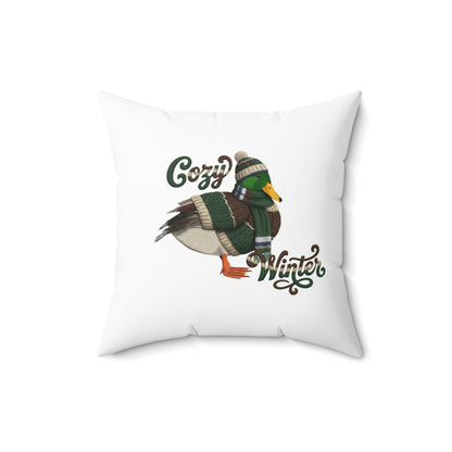 Mallard Cozy Winter Christmas Bird Pillow – Double-Sided Bird Art – The Perfect Gift for Bird Lovers
