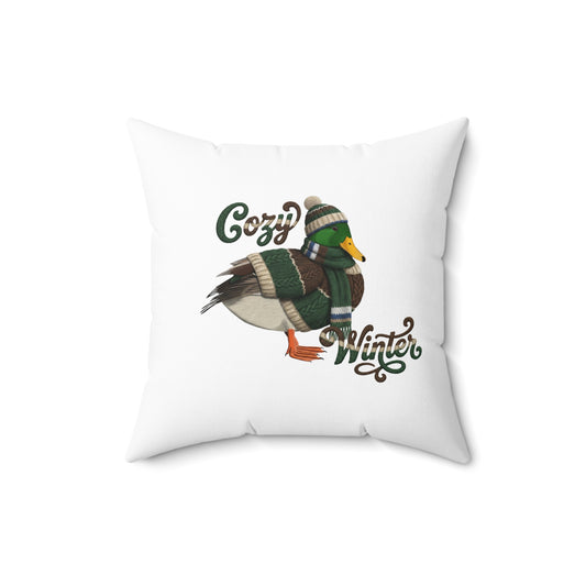 Mallard Cozy Winter Christmas Bird Pillow – Double-Sided Bird Art – The Perfect Gift for Bird Lovers