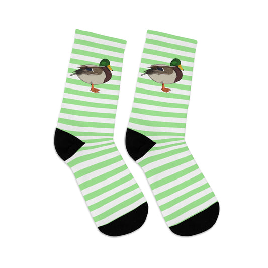 Mallard Stripes Green White Birding & Birdwatching Bird Socks