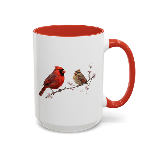 Northern Cardinal & Fledgling Two-Tone Mug | Spring Bird Lover Gift