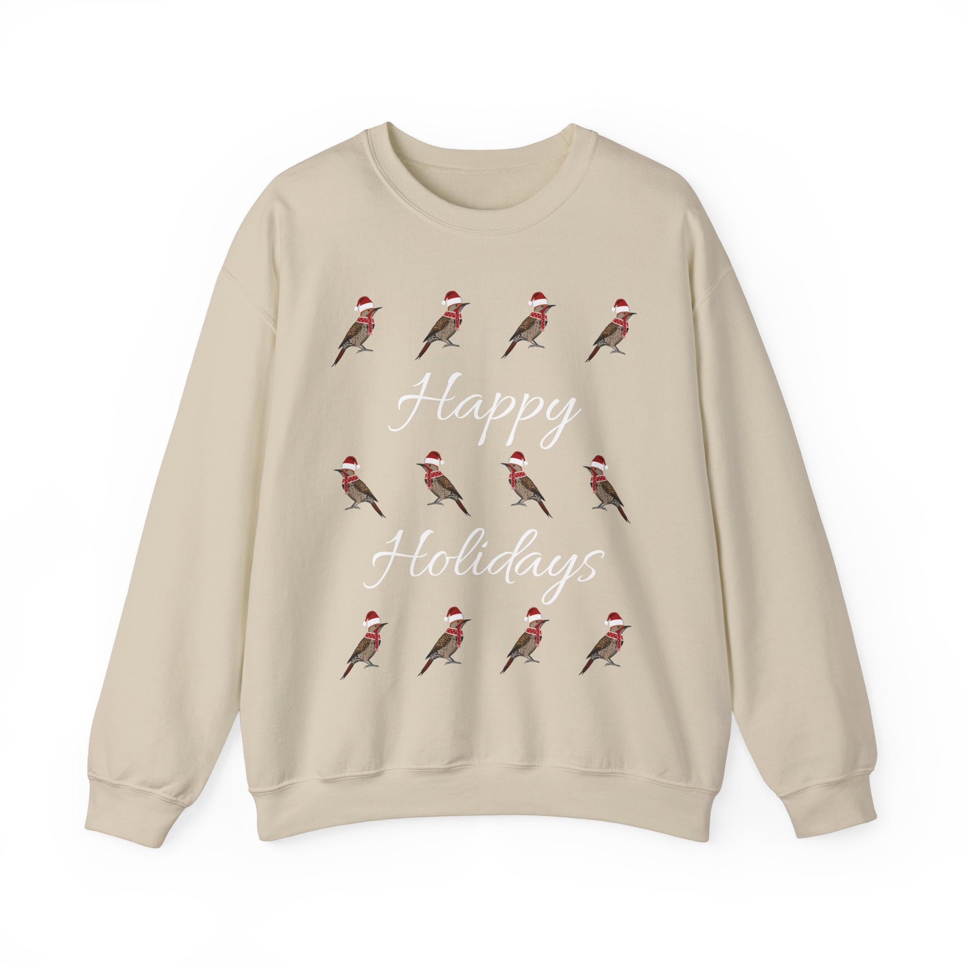 Northern Flicker as Santa with Hat and Scarf Happy Holidays Birdwatcher Christmas Bird Sweatshirt