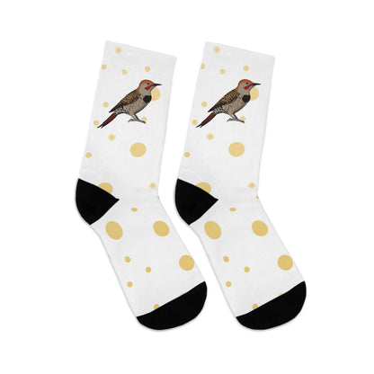 Northern Flicker with Golden Dots Birding & Birdwatching Bird Socks White
