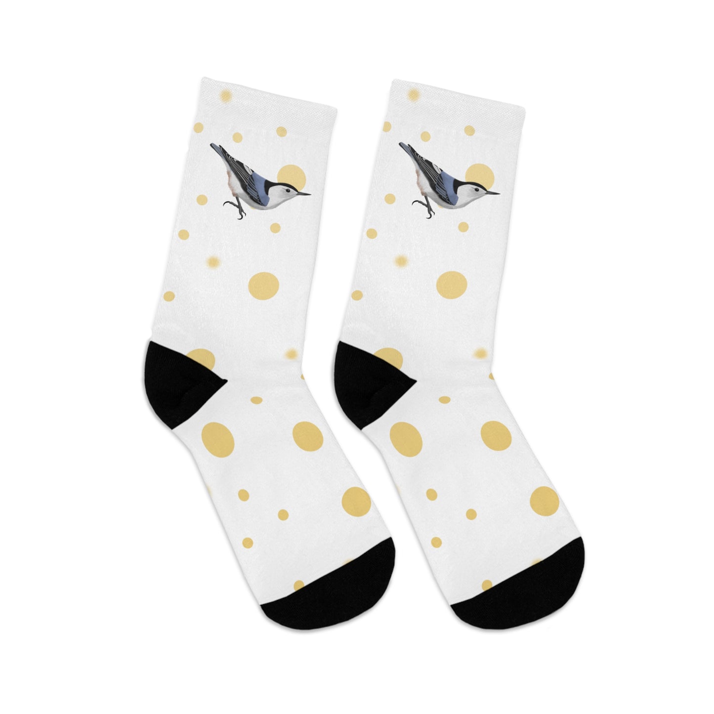 Nuthatch with Golden Dots Birding & Birdwatching Bird Socks White