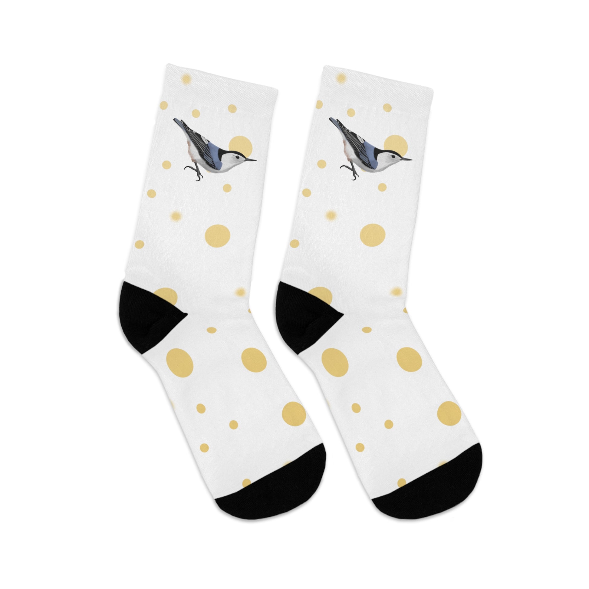 Nuthatch with Golden Dots Birding & Birdwatching Bird Socks White