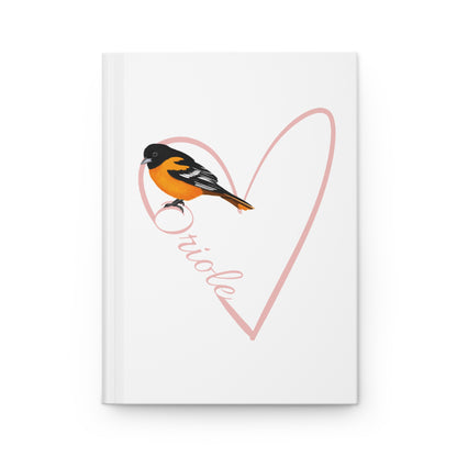 Oriole Bird Hardcover Journal 150 Pages A5 with Heart for Bird Lovers & Birdwatchers