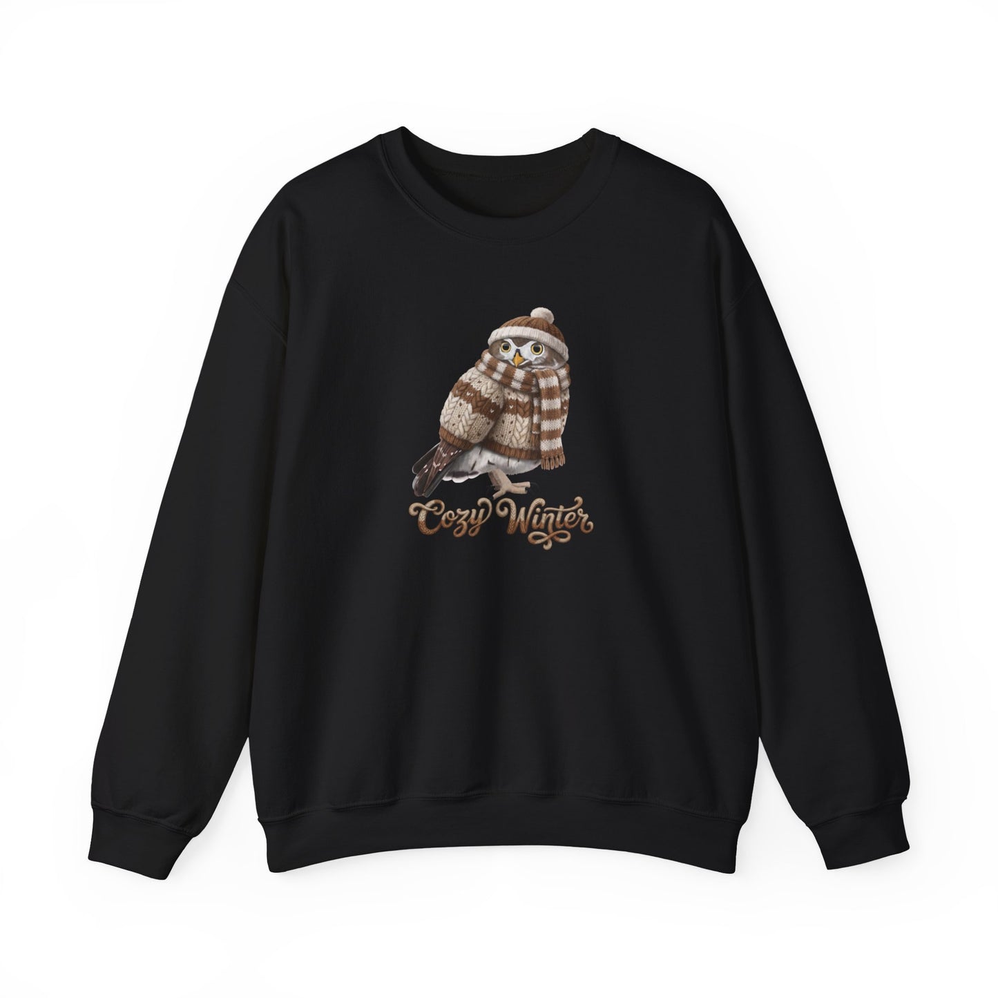 Owl Cozy Winter Sweatshirt | Bird Watcher Crewneck | Unisex Songbirds Wearing Knit Gift for Bird Lovers