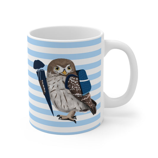 Owl School Enrollment First Day of School Bird Ceramic Mug 11oz Blue