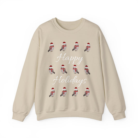 Owl as Santa with Hat and Scarf Happy Holidays Birdwatcher Christmas Bird Sweatshirt