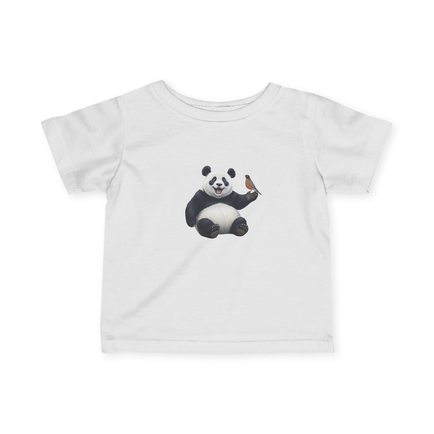 Panda Bear Baby & Toddler T-Shirt with American Robin Bird