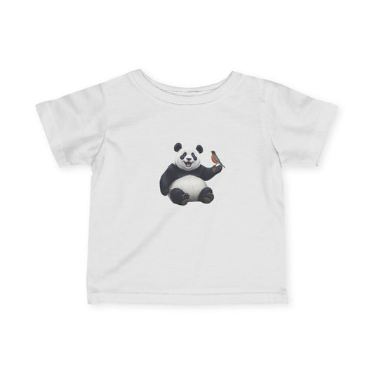 Panda Bear Baby & Toddler T-Shirt with American Robin Bird