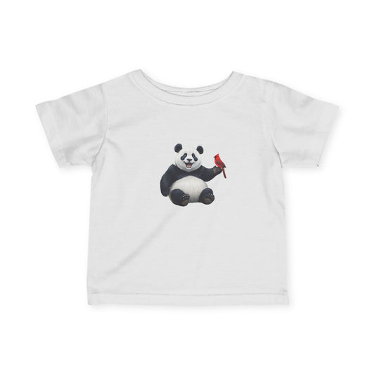 Panda Bear Baby & Toddler T-Shirt with a Cardinal Bird