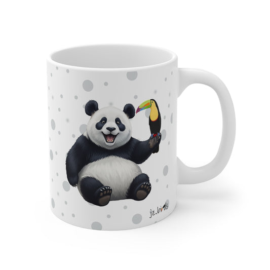 Panda Bear Mug with Toucan for Animal Lovers & Bird Watchers 11oz