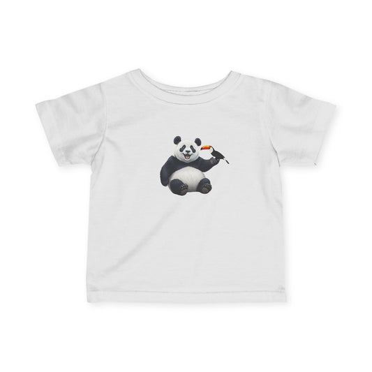 Panda mit Tukan Vogel Tiermotiv T-Shirt für Babys und Kleinkinder