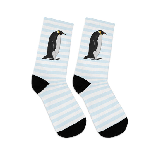 Penguin Stripes Blue White Birding & Birdwatching Bird Socks