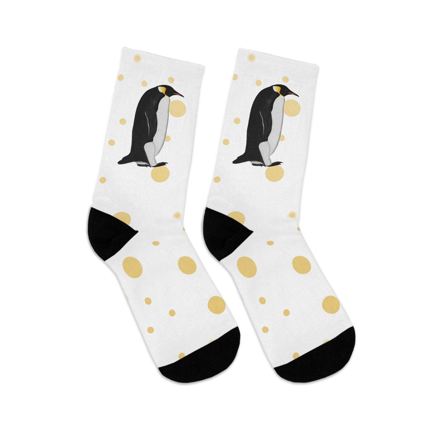 Penguin with Golden Dots Birding & Birdwatching Bird Socks White