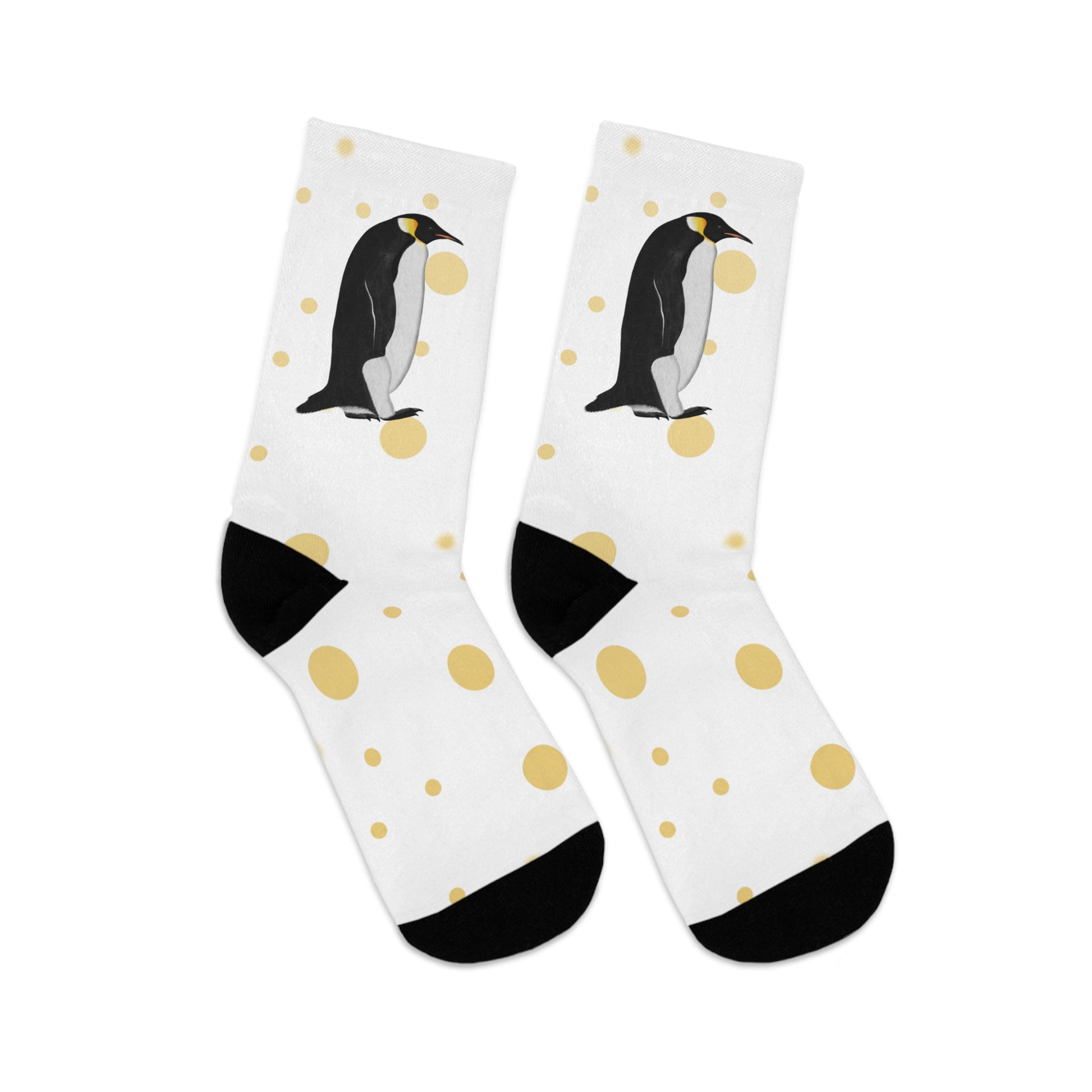 Penguin with Golden Dots Birding & Birdwatching Bird Socks White