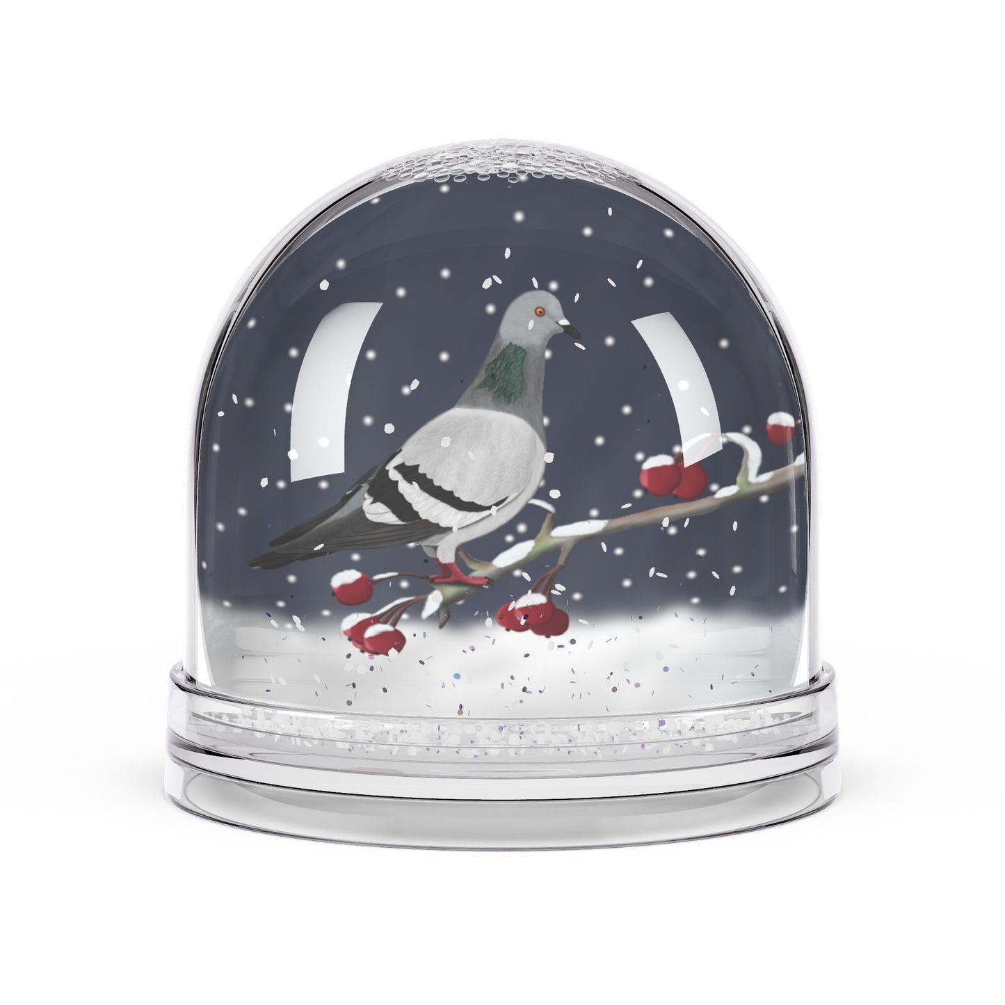 Pigeon Bird Snow Globe | Double-Sided Christmas Gift for Bird Lovers