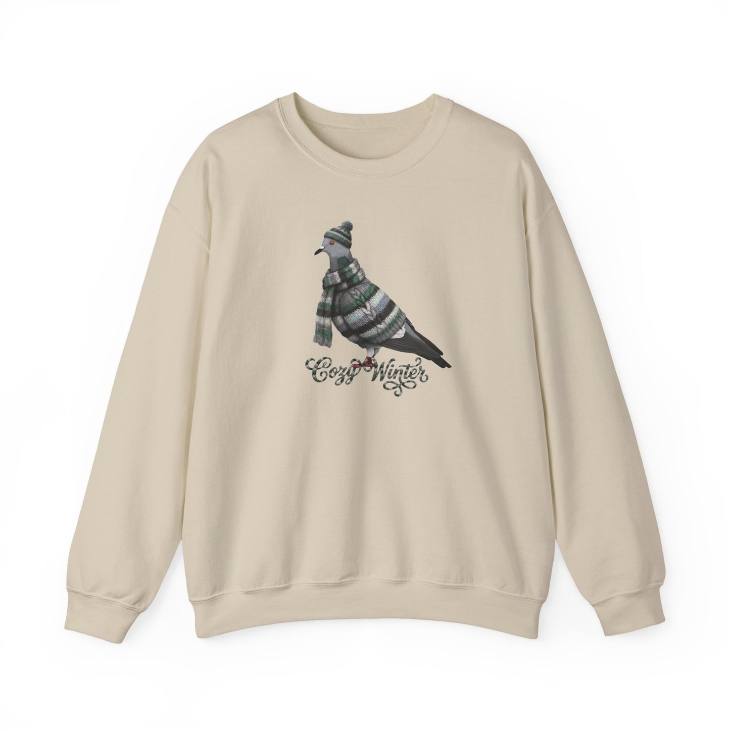 Pigeon Cozy Winter Sweatshirt | Bird Watcher Crewneck | Unisex Songbirds Wearing Knit Gift for Bird Lovers