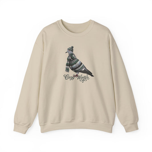 Pigeon Cozy Winter Sweatshirt | Bird Watcher Crewneck | Unisex Songbirds Wearing Knit Gift for Bird Lovers
