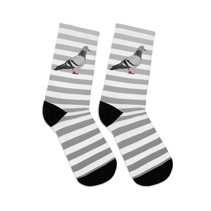 Pigeon Stripes Grey White Birding & Birdwatching Bird Socks
