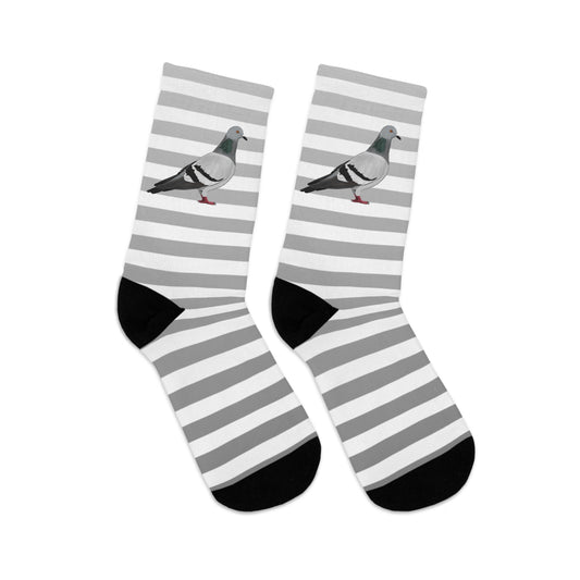 Pigeon Stripes Grey White Birding & Birdwatching Bird Socks