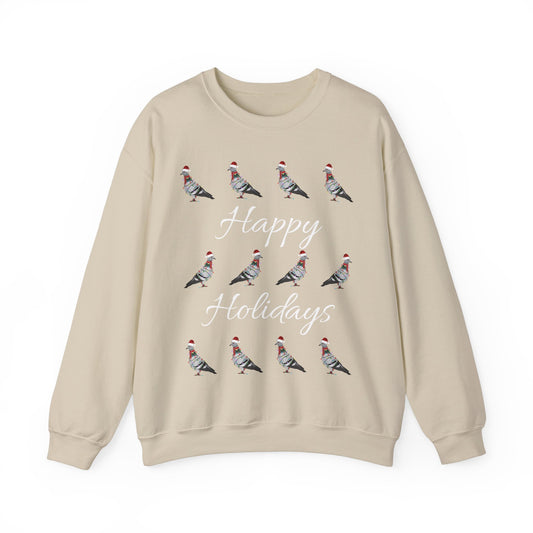 Pigeon as Santa with Hat Scarf and Fairy Lights Happy Holidays Birdwatcher Christmas Bird Sweatshirt