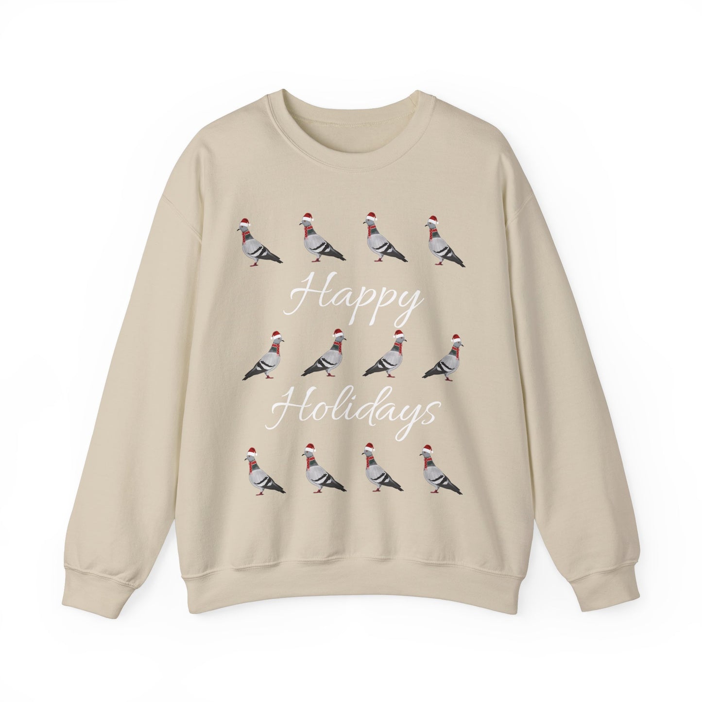 Pigeon as Santa with Hat and Scarf Happy Holidays Birdwatcher Christmas Bird Sweatshirt