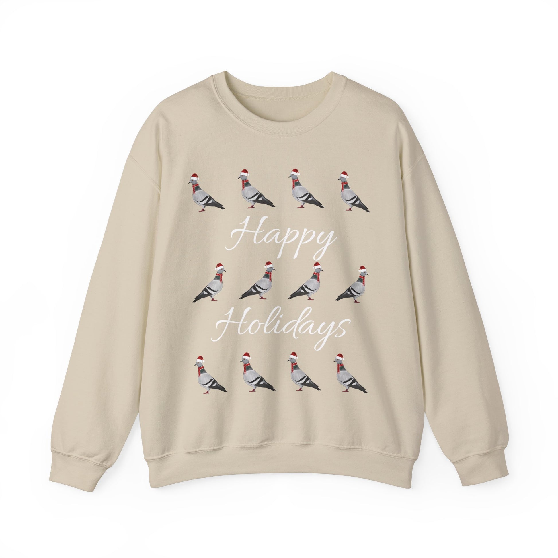 Pigeon as Santa with Hat and Scarf Happy Holidays Birdwatcher Christmas Bird Sweatshirt