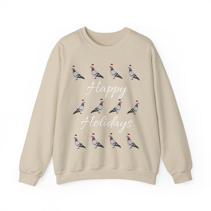 Pigeon as Santa with Hat and Scarf Happy Holidays Birdwatcher Christmas Bird Sweatshirt