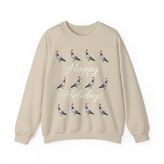 Pigeon as Santa with Hat and Scarf Happy Holidays Birdwatcher Christmas Bird Sweatshirt