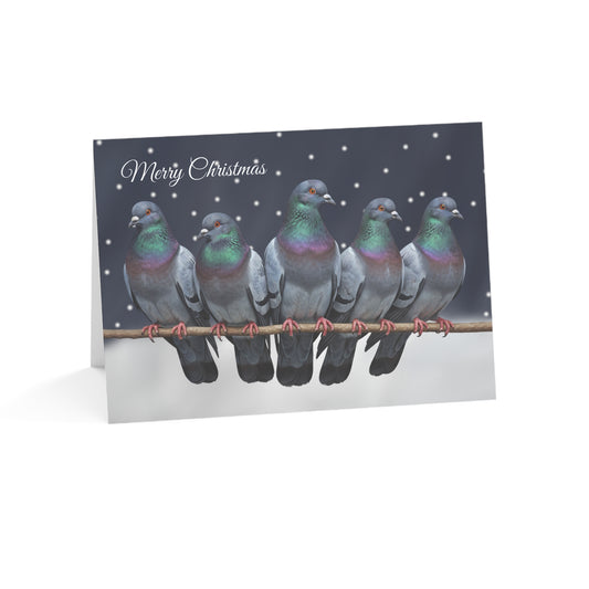 Pigeons Bird Art Premium Christmas Card 7x5" | Double-Sided Matte Holiday Greeting