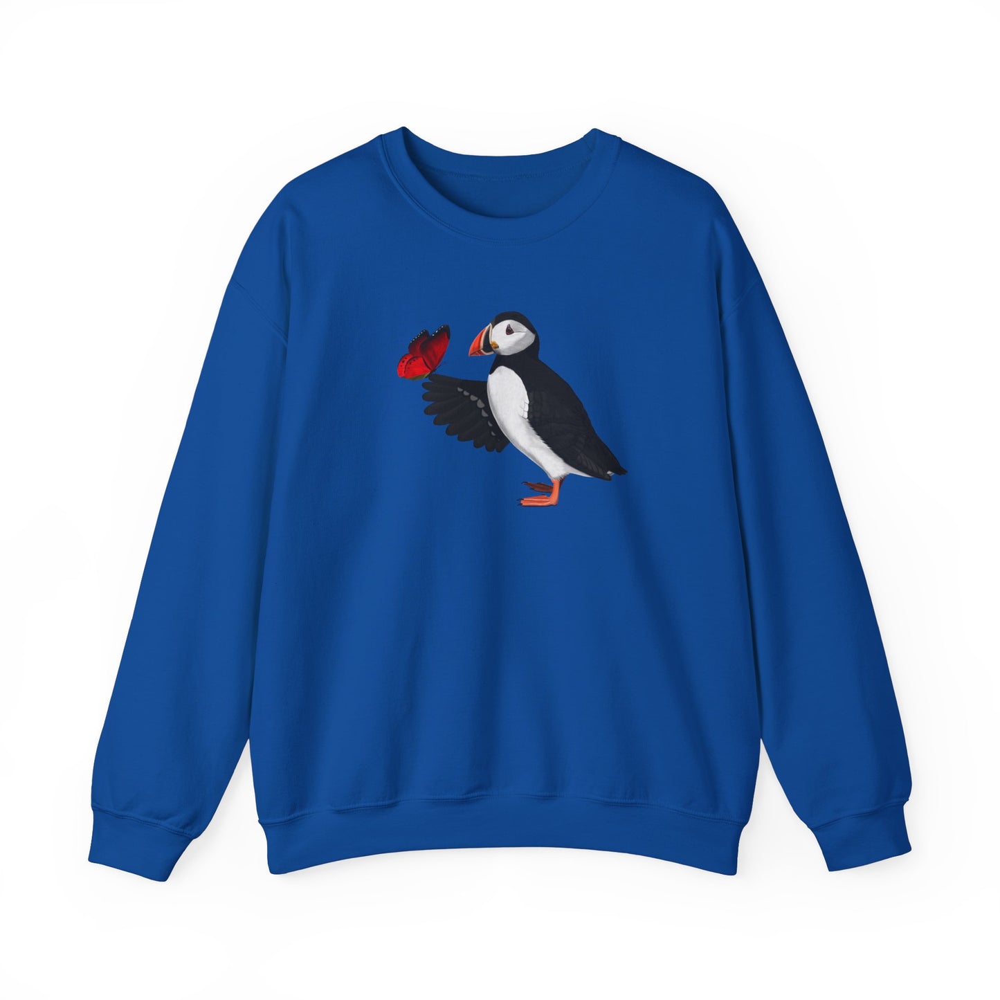 Puffin with Butterfly Bird Birding & Birdwatching Sweatshirt