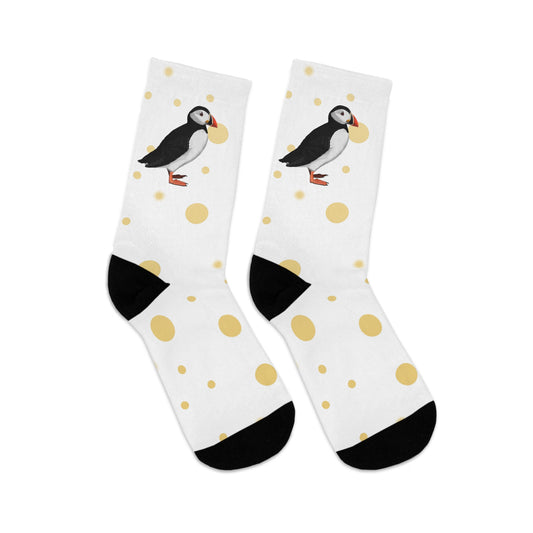 Puffin with Golden Dots Birding & Birdwatching Bird Socks White