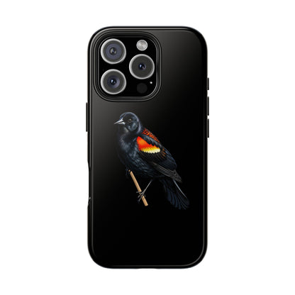 Red Winged Blackbird Dual-Layer iPhone Case with Bird Art – The Perfect Gift for Ornithologists & Bird Lovers