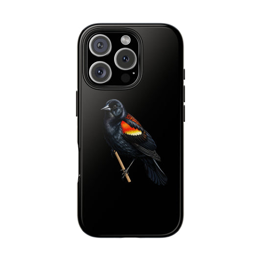 Red Winged Blackbird Dual-Layer iPhone Case with Bird Art – The Perfect Gift for Ornithologists & Bird Lovers
