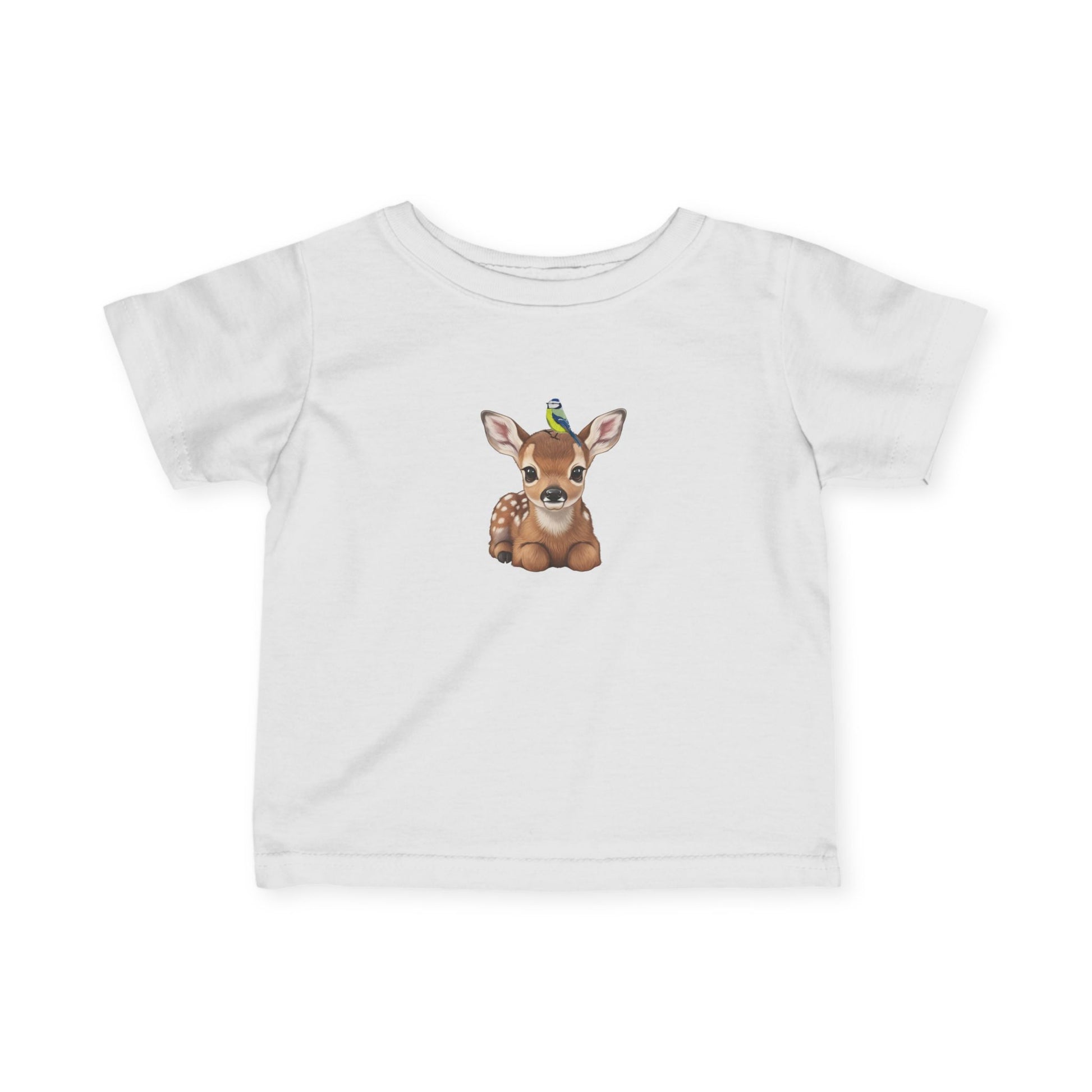 Rehkitz mit Blaumeise Baby T-Shirt Süßes Tiermotiv